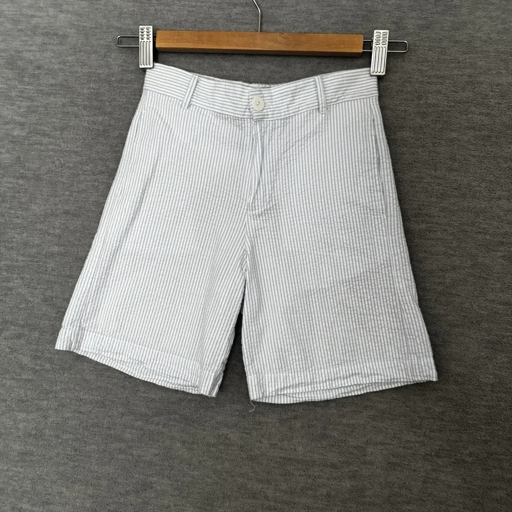 Bella Bliss Boy Seersucker Shorts Size 6 Blue White Boutique Beach Coastal Dress